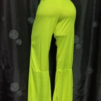 L/XL Неоново жълт панталон с широки крачоли , снимка 5 - Панталони - 37312383
