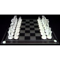 Стилен стъклен шах с размери - 35х35 см, снимка 4 - Шах и табла - 15741163
