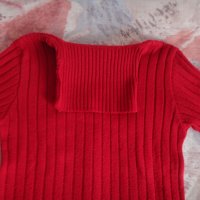 Червен плетен пуловер, снимка 2 - Блузи с дълъг ръкав и пуловери - 27592786