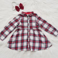 Детска карирана рокля H&M 9-12 месеца, снимка 6 - Бебешки рокли - 43192645