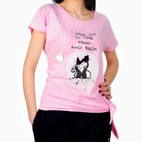 Памучна розова дамска блуза с къс ръкав RVL, снимка 1 - Тениски - 40478211