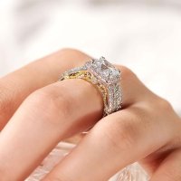 SweetJewКомплект сребърни сватбени пръстени за жени с кубичен цирконий, снимка 2 - Пръстени - 43581805