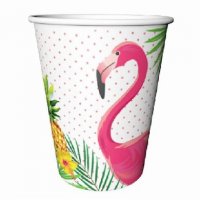 Фламинго Хаваи 8 бр картонени чаши парти рожден ден, снимка 1 - Чаши - 36815941