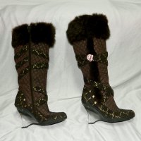 ботуши Baby Phat  Odessa Brown Faux Fur Boots номер 37 , снимка 2 - Дамски ботуши - 27060705