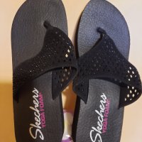 Дамски чехли-"Skechers"-№39-велур, цвят-черен. Закупени от Германия., снимка 1 - Чехли - 33146206
