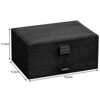 Луксозна кутия за бижута с ключ за заключване и много отделения, черна, снимка 6 - Други - 43899506