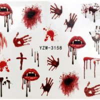 YZW-3158 Кръв устни ръце Хелоуин слайдер ваденки водни стикери за нокти маникюр татос