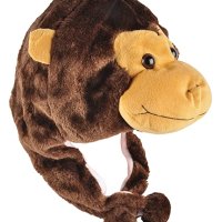 Плюшена шапка маймунка, снимка 3 - Шапки, шалове и ръкавици - 43315035