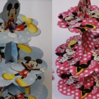 3 етажна Триетажна поставка стойка за мъфини картонена Мики Мини Маус Mickey Minnie Mouse, снимка 1 - Други - 32722042