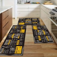 Черен кухненски килим с обикновена шарка на пица, 4размера , снимка 7 - Пътеки - 42978065