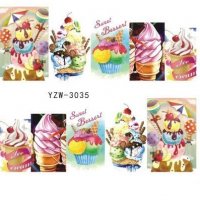YZW-3035 мелба сладолед татос слайдер ваденки водни стикери маникюр нокти, снимка 1 - Продукти за маникюр - 28671312
