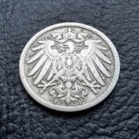 Стара монета 5 пфенига 1908 г. буква  F - Германия -топ цена !, снимка 2 - Нумизматика и бонистика - 39779148
