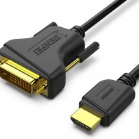 Benfei двупосочен HDMI към DVI адаптерен кабел (DVI-D 24+1 мъжки към HDMI мъжки високоскоростен 1080, снимка 1 - Кабели и адаптери - 37744726
