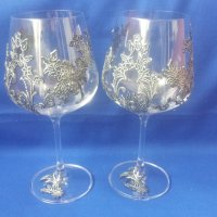 Две кристални сватбени  чаши Бохемия bohemia с метални орнаменти неползвани, снимка 7 - Други - 40455671