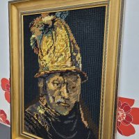 НАМАЛЕН  по портрет на Рембранд , снимка 2 - Антикварни и старинни предмети - 39421489