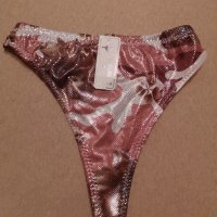 Нови блестящи бански прашка XS розово бежови, снимка 5 - Бански костюми - 36860358