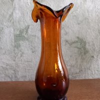 стъклена ваза кафяво стъкло, снимка 4 - Вази - 43448819