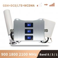 2G 3G 4G LTE Booster Усилвател GSM Сигнал  800~900~1800~2100 MHz Band 1/3/8/20, снимка 3 - Мрежови адаптери - 24732570
