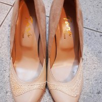 Дамски НОВИ обувки на ток - ествественa кожа бежов - 37 номер, снимка 2 - Дамски обувки на ток - 40833371