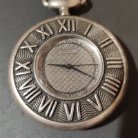 FOSSIL джобен часовник кварцов  посребрен рядък колекционерски, снимка 3 - Антикварни и старинни предмети - 37820784