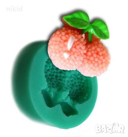 2 малки релефни черешки с дръжки череши силиконов молд форма фондан украса декор торта сладки , снимка 1