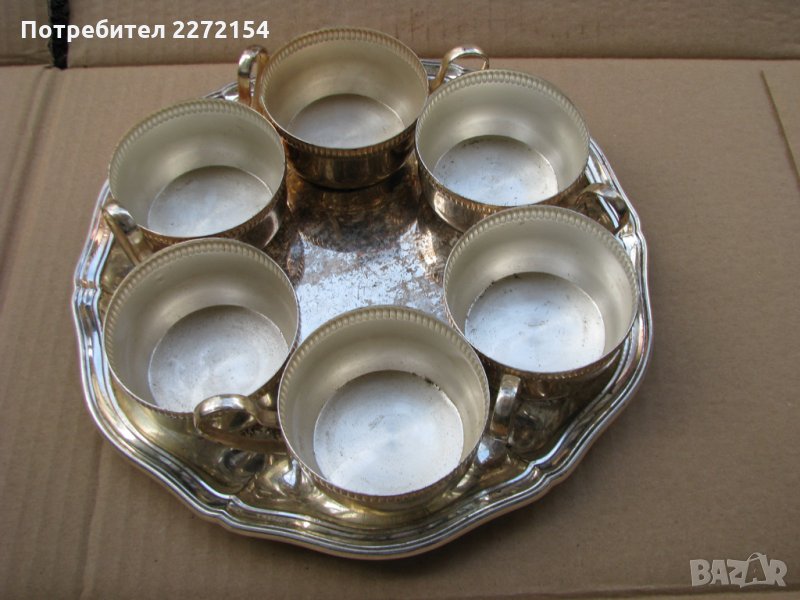 Посребрен поднос с чаши за чай WMF, снимка 1
