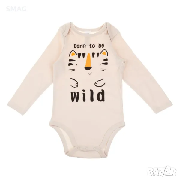 Бебешко Боди Памук Бежово Лъвче Born to be Wild S_1245626, снимка 1