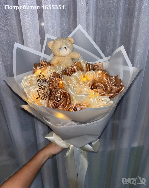 Ръчно изработени вечни сатенени букети-подходящи за всеки повод, снимка 1