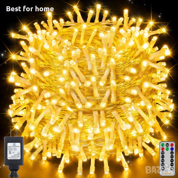 Ollny Коледни светлини Outdoor 800LED 82м, топла бяла лампа с дистанционно,8 режима, снимка 1