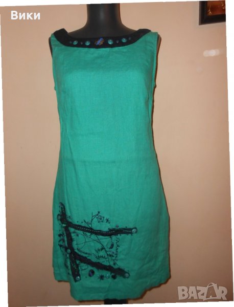 Ленена рокля в зелено  Salkim, снимка 1