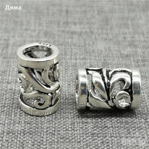 Талисмани от 925 Стерлингово Сребро тип Пандора -Spiral Flower Tube - 12 мм - За Бижута, Нови, снимка 1