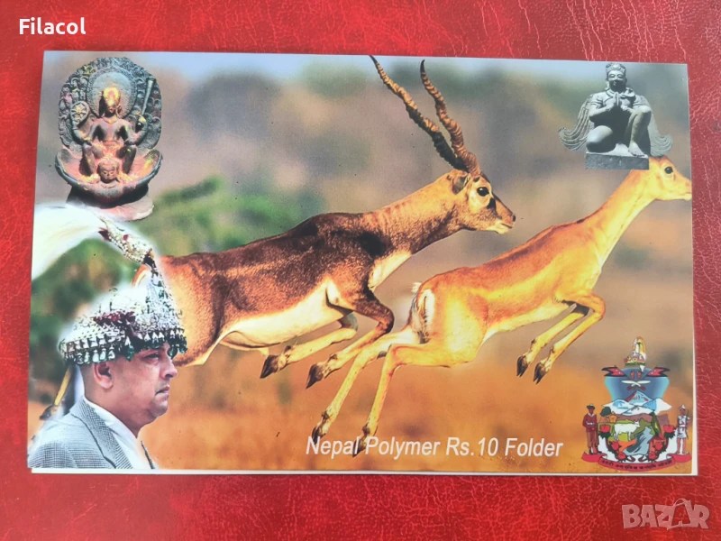 Непал 10 рупии 2002 юбилейна, с холдър, снимка 1