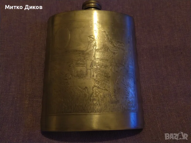 England Sheffield rose  pewter рядка английска флашка павур 8 юза ловен мотив отлична, снимка 1