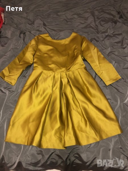 Дамска официална рокля с гол гръб - цвят горчица, снимка 1