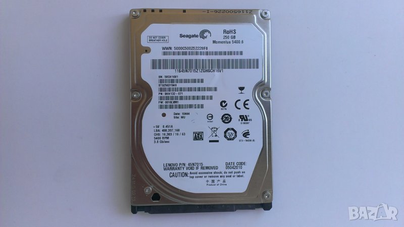 Хард диск за лаптоп 250GB  Seagate на 100 дена., снимка 1