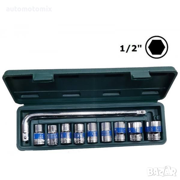 Комплект вложки 1/2'' 10 части с върток - 15201, снимка 1