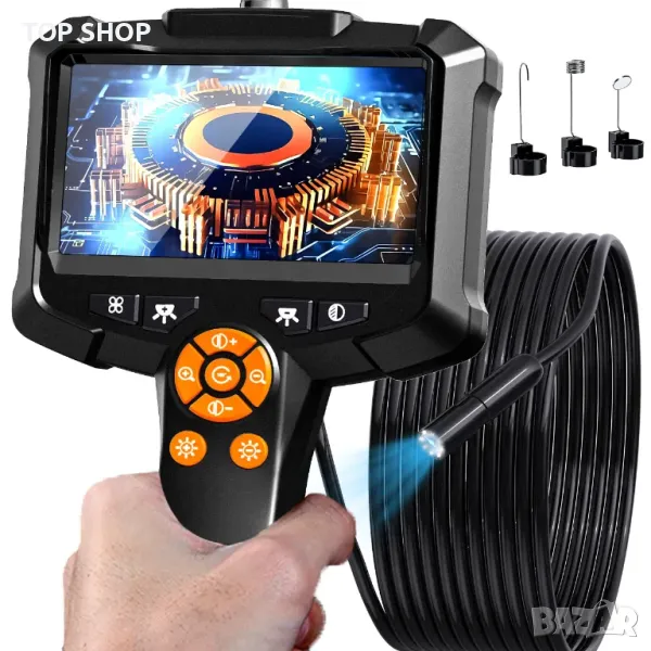 Ендоскопска камера двойна леща 4.3'' IPS екран 1080P HD  Ендоскоп бароскоп за инспекция, снимка 1