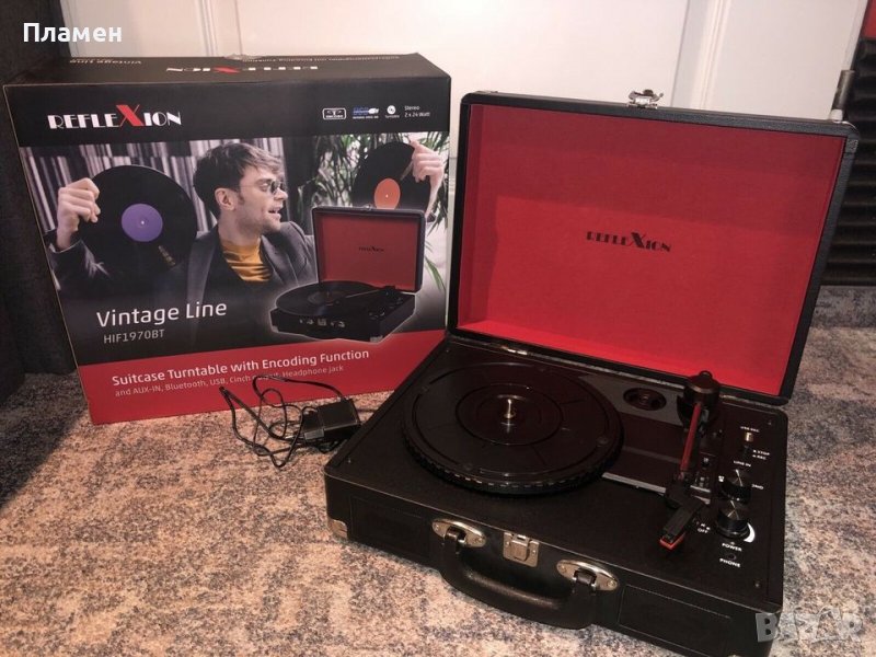 Ретро Грамофон с плочи Reflexion hif 1970 bt USB, 3,5 mm AUX-IN, BLUETOOTH, 2х24 W Размери (Ш / В / , снимка 1