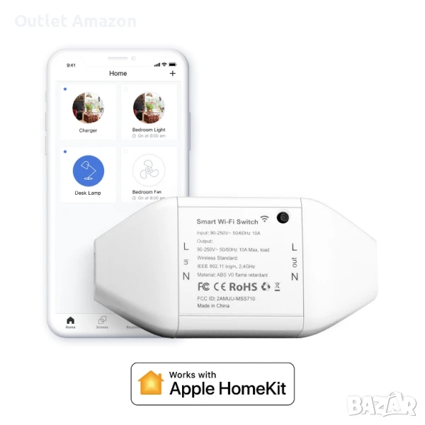 Интелигентен Wi-Fi превключвател meross MSS710 , снимка 1