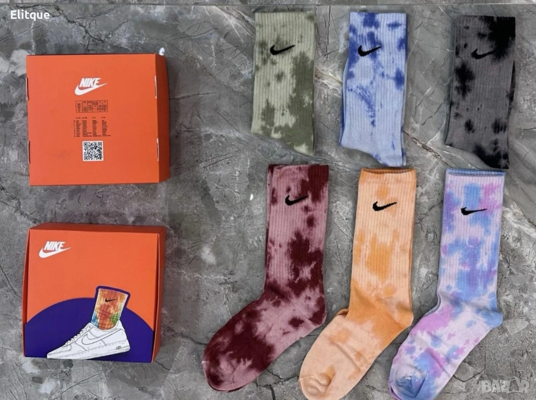 унисекс цветни дълги чорапи в кутия ,6 чифта nike, снимка 1