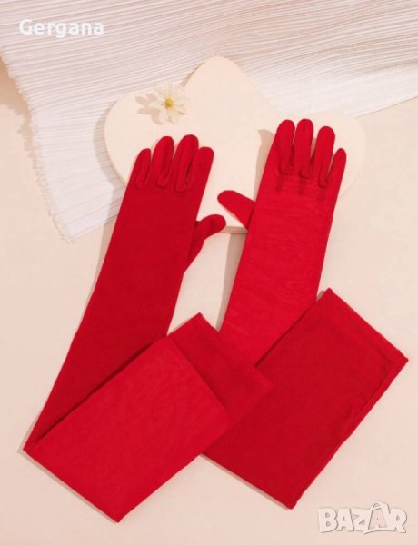 червени ръкавици от тюл, снимка 1