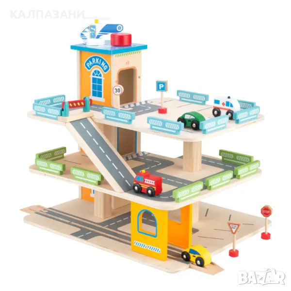 Wooden Дървен Паркинг Гараж с Колички TL26020, снимка 1