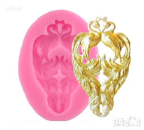 слепени двойка фламинго силиконов молд форма декорация торта мъфини украса, снимка 1