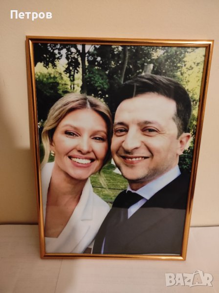 Портрет на Володимир Зеленски със съпругата си Олена, снимка 1