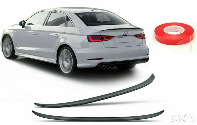 Лип спойлер заден черен пиано лак за Ауди А3 С3 РС3 8В седан / Audi A3 S3 RS3 sedan 2013-2020, снимка 1