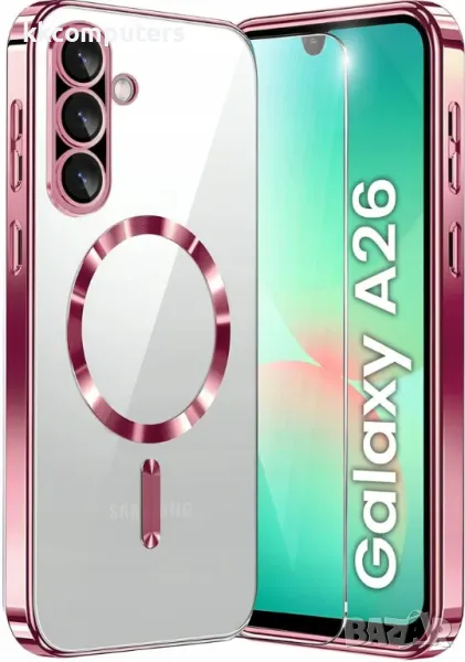 Калъф силикон Electro MagSafe Прозрачен Камера Protect /Розова-рамка/ за SAMSUNG A26 Баркод : 313187, снимка 1