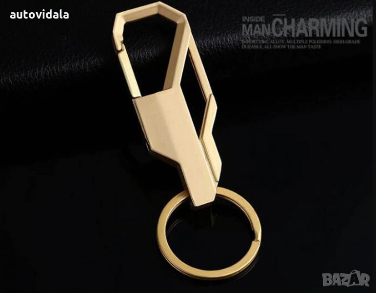 Метален ключодържател "Златен карабинер" , снимка 1