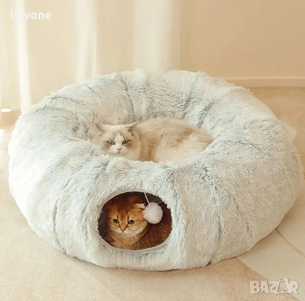 Топло легло и Тунел за котки 2 в 1 * Игра и уют * Къща Хралупа, снимка 1