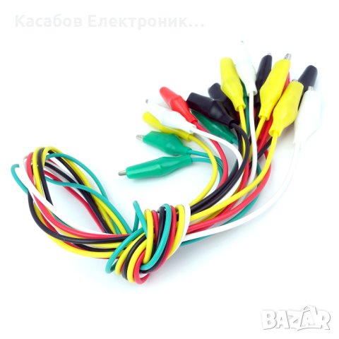 Двустранни кабели с щипки тип крокодил (10 броя), снимка 2 - Кабели и адаптери - 43511068