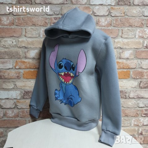 Нов детски суичър с дигитален печат Стич (Stitch) в тъмносив цвят, снимка 3 - Детски анцузи и суичери - 43377543